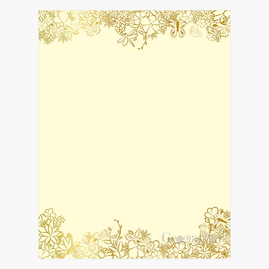 Gold Flowers Design Paper, Gold Foil, 8.5x11, 40/pack, 24 packs/case