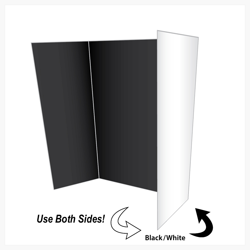 Black/White Tri-Fold Project Board Two Cool Colors, 28x40, 5/case