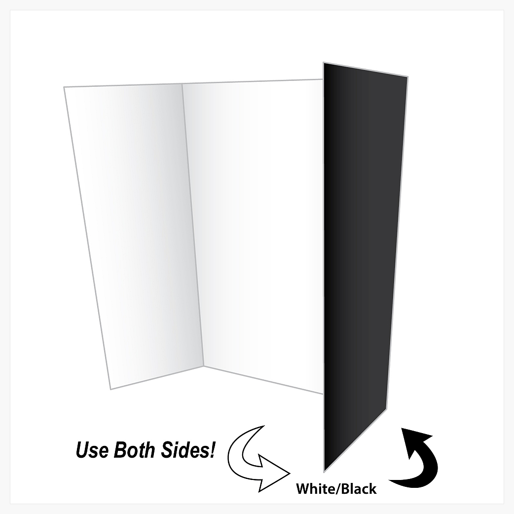 Black/White Tri-Fold Project Board Two Cool Colors, 28x40, 5/case