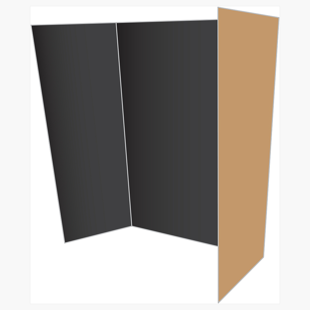 Black Tri-fold Display Board, Corrugated Cardboard, 36 x 48 inches (Pack of  12)