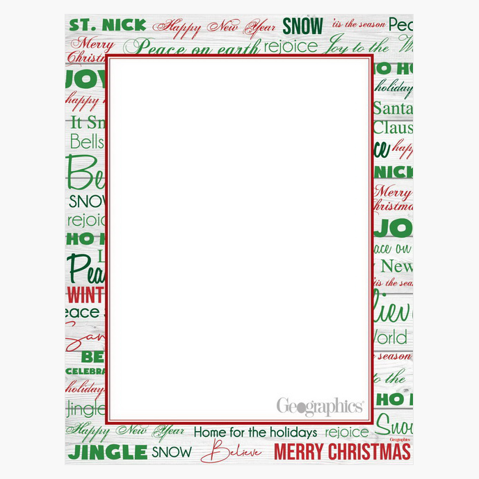 Peppermint Red & Green Foil Christmas Letterhead, 8.5