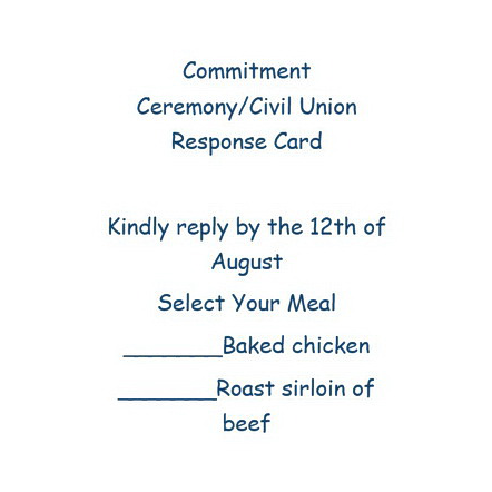 Commitment Ceremony Civil Union Response Card Template