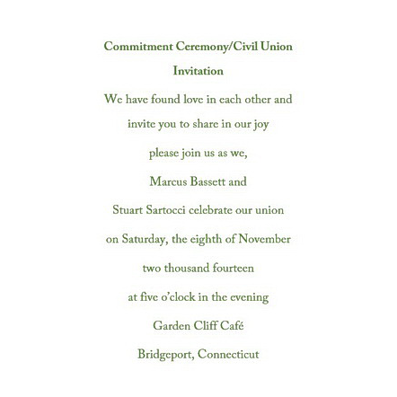 Commitment Ceremony Civil Union Invitation Template