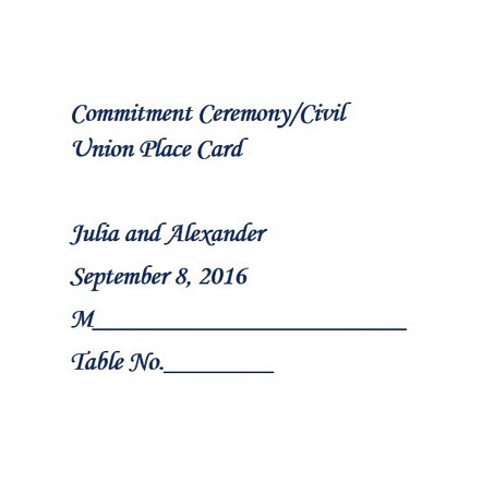 Commitment Ceremony, Civil Union Place Cards Template