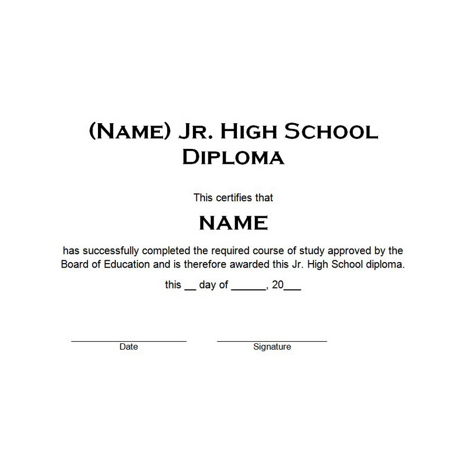 Junior High School Diploma 1 Template 